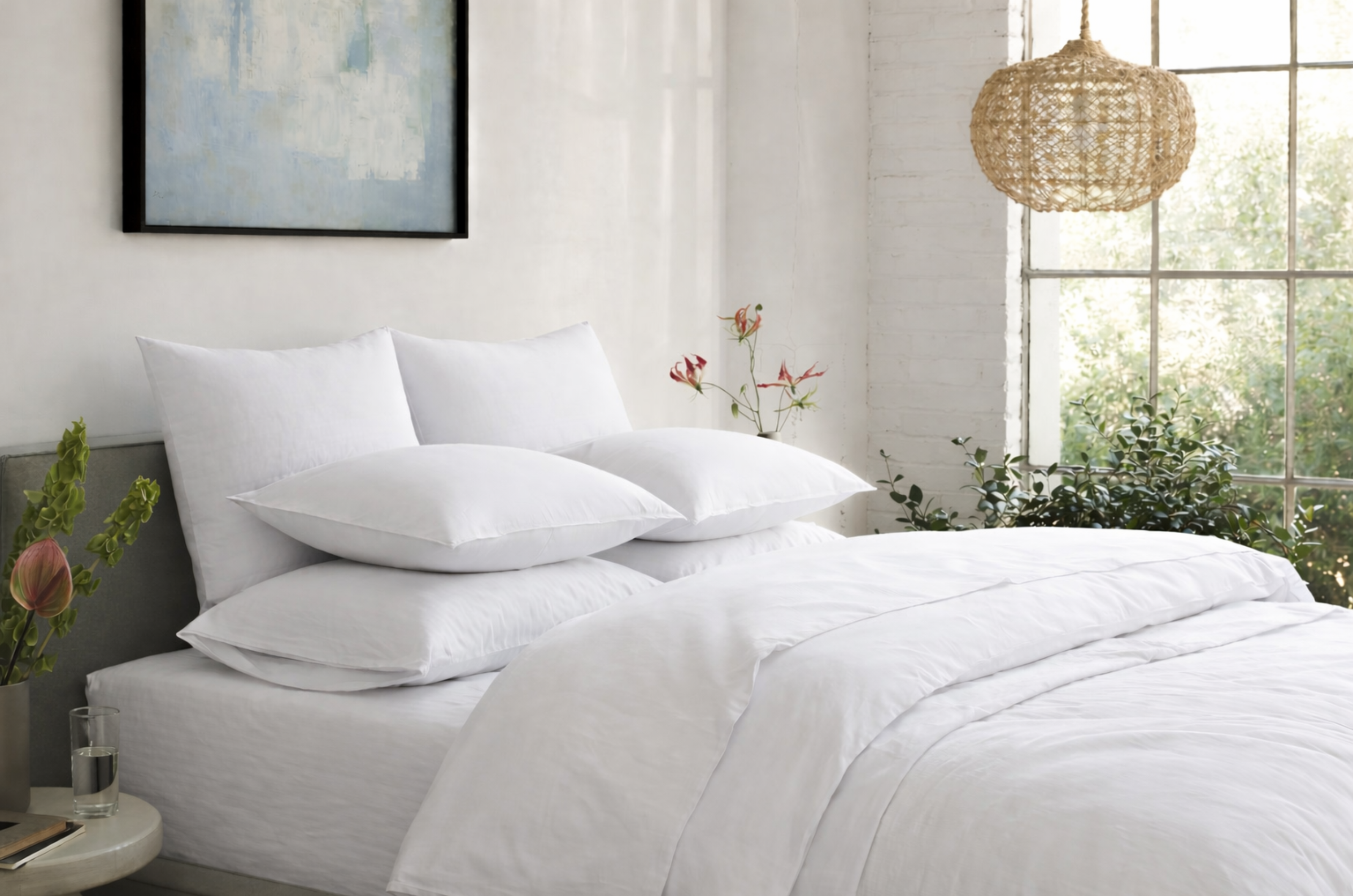 white cotton duvet cover on the bed