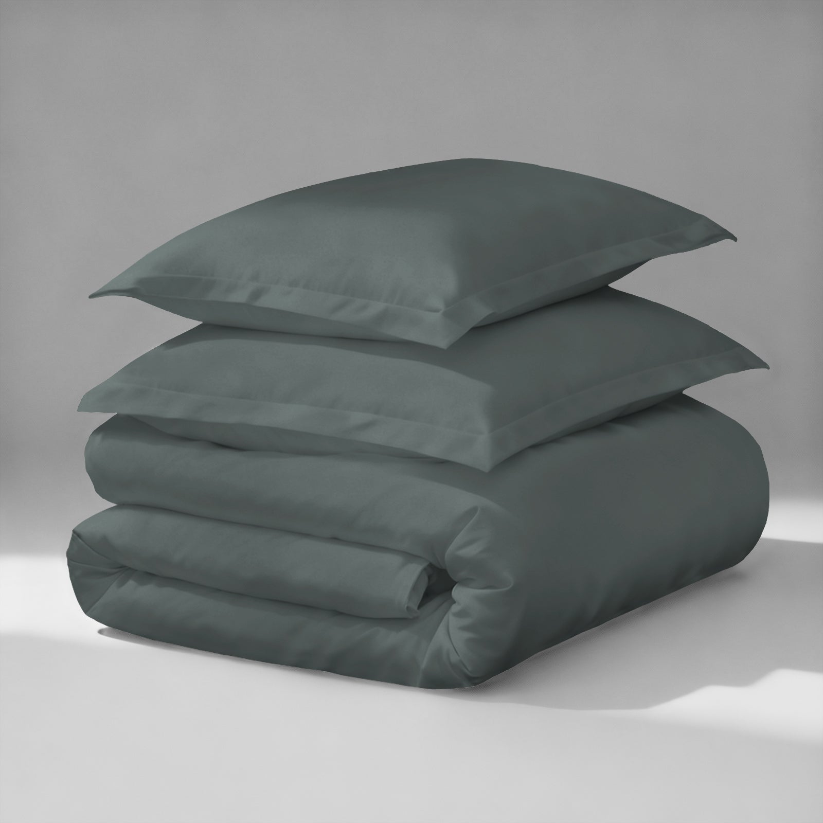 Pizuna luxurious cotton duvet cover 3 piece king size dark grey 1000 thread count long staple cotton folded