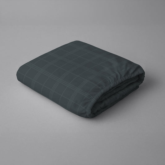 Pizuna folded 300 thread count 100 percent cotton deep fitted sheet checks pattern Anthracite Grey king