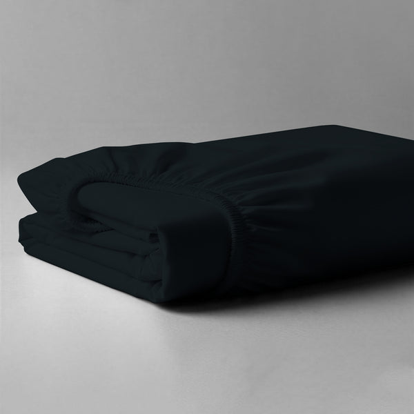 Pizuna luxury cotton king fitted sheet Black 800 thread count long staple cotton folded