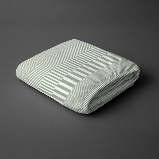 Pizuna folded Cascade Stripe Green super king 400 thread count deep fitted cotton bedsheet 100 percent cotton