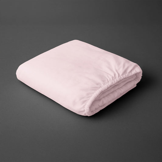 Pizuna light pink king size fitted sheet 600 thread count pure combed cotton folded