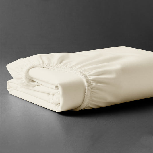 Folded Pizuna luxurious cotton Emperor size fitted sheet ivory 1000 thread count long staple cotton