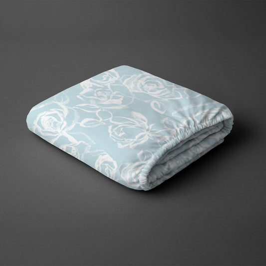 EU Single Simply Floral Blue 400 thread count deep fitted cotton bedsheet 100 percent cotton folded
