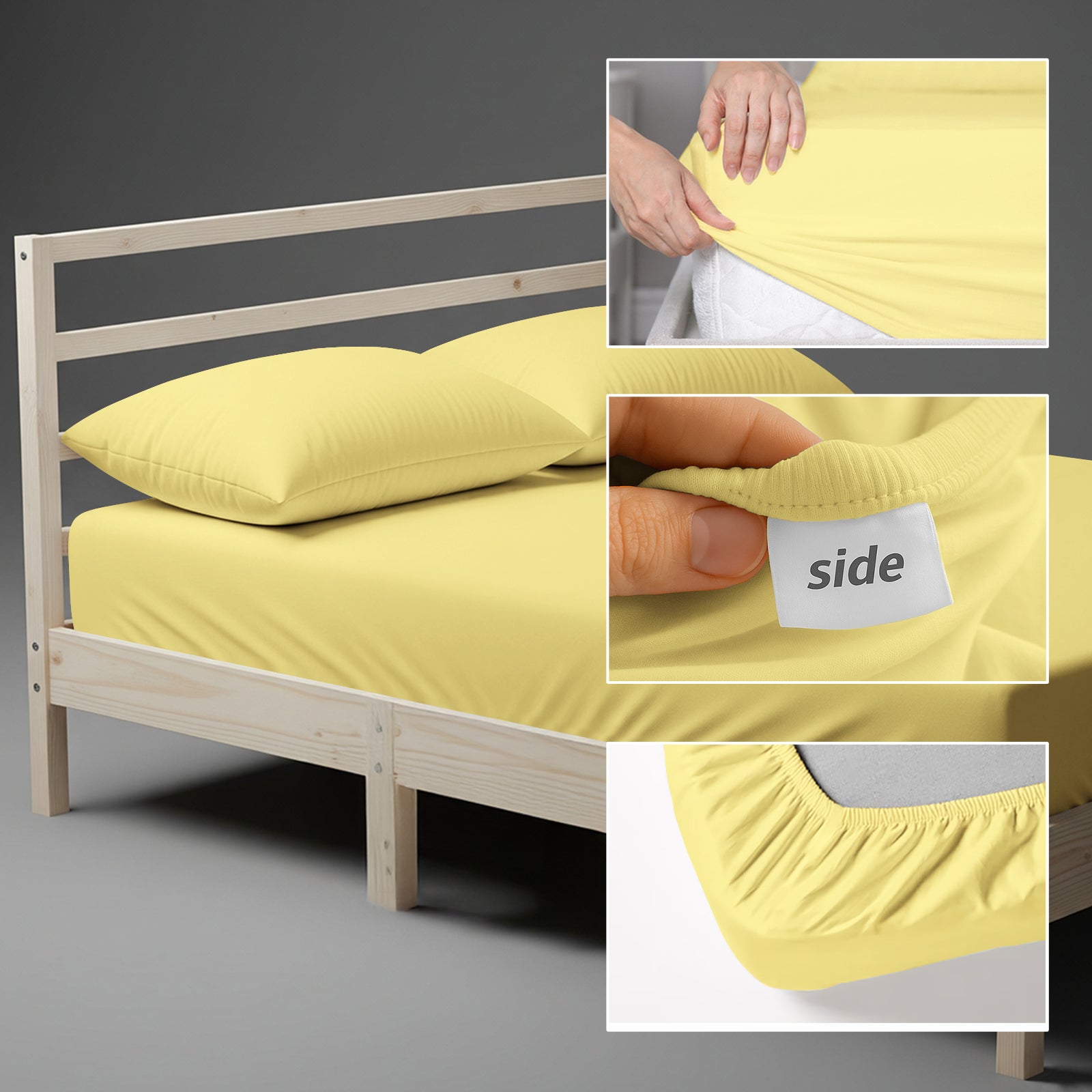Mellow Yellow king fitted sheet 800 thread count with 40 cm deep pockets Smart Side tag 360 fit