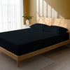 Bedroom bed dressed in Black king 800 thread count luxurious thick fitted sheet