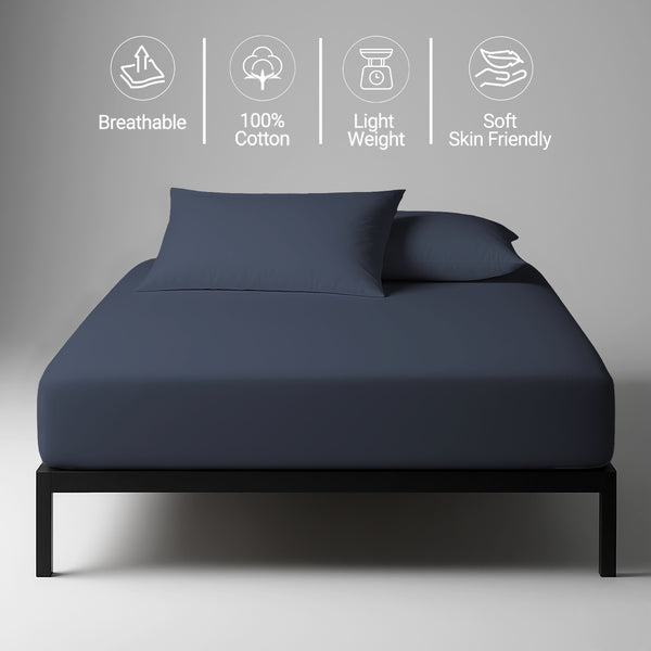 Percale 100% Cotton Fitted Sheet