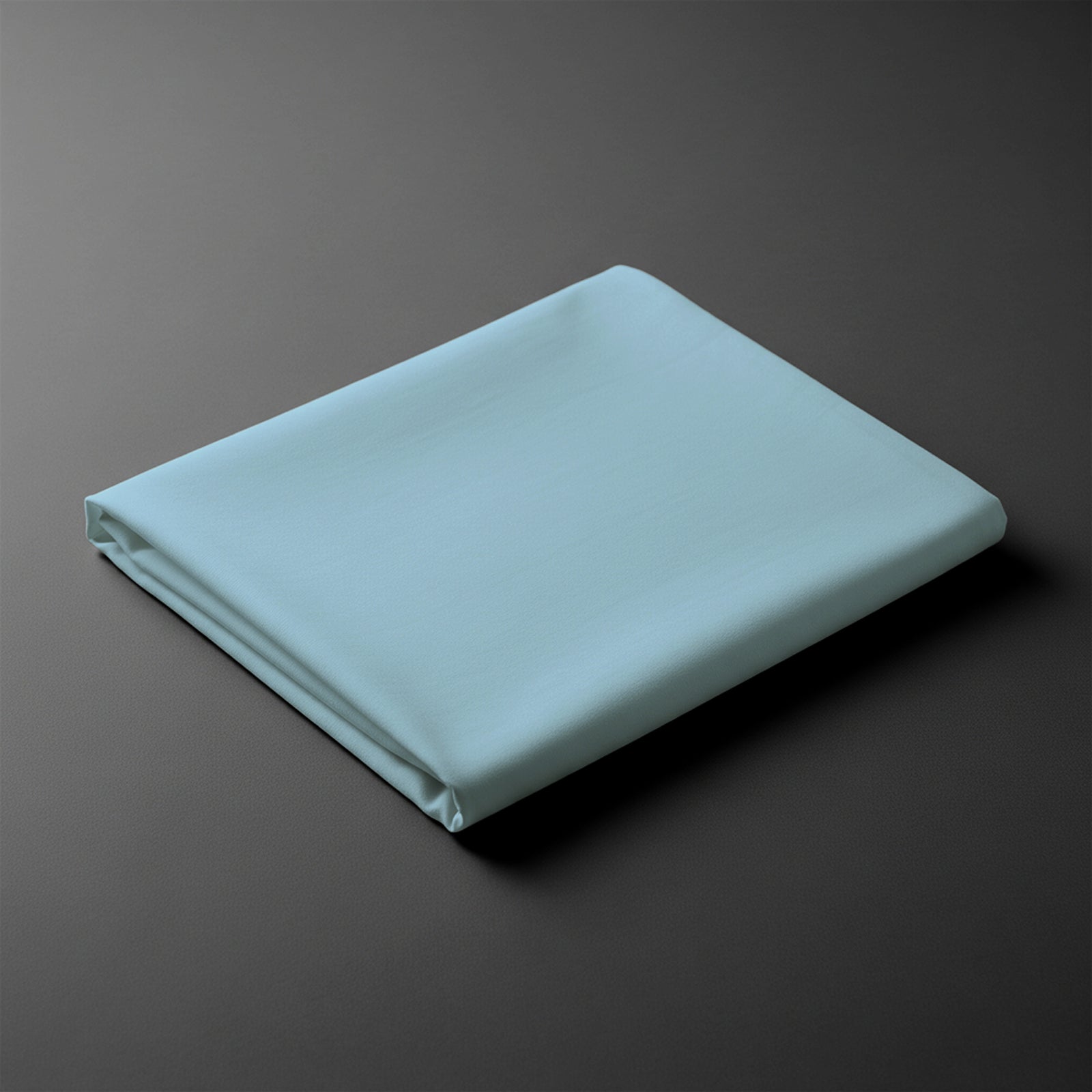 Folded Pizuna Linens baby blue double size cotton flat sheet 600 thread count soft and dense structure