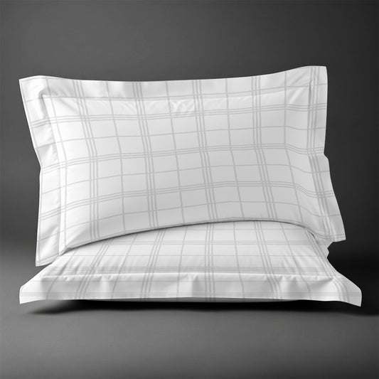Pizuna Linens white checks 600 thread count 100 percent cotton pillowcases 2 piece oxford standard
