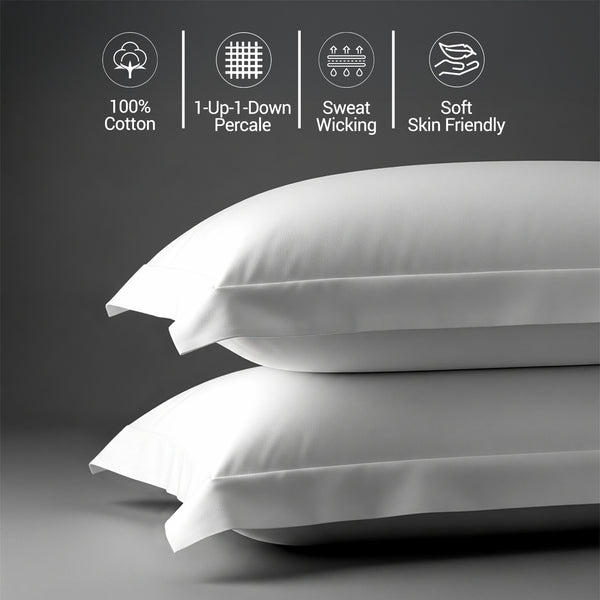Percale 100% Cotton Pillowcases (2PC)