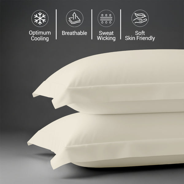 600 thread count ivory skin friendly cotton pillowcases oxford standard sweat wicking gentle on hair
