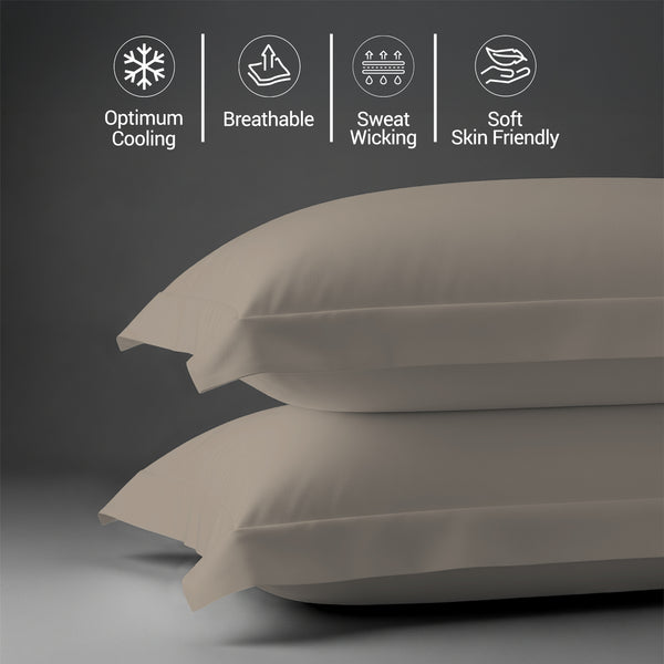 600 thread count simply taupe skin friendly cotton pillowcases oxford standard sweat wicking gentle on hair
