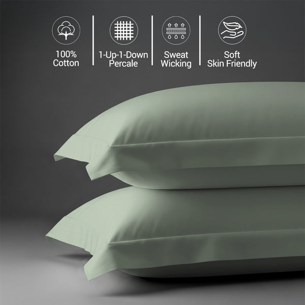 Percale 100% Cotton Pillowcases (2PC)
