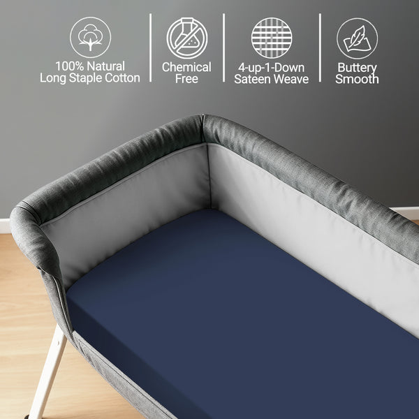 Premium 400 Thread Count 100% Cotton Crib Travel Fitted Sheet