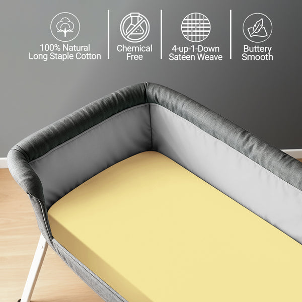 Premium 400 Thread Count 100% Cotton Crib Travel Fitted Sheet