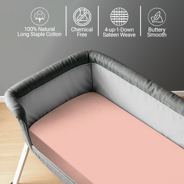 Premium 400 Thread Count 100% Cotton Crib Travel Fitted Sheet